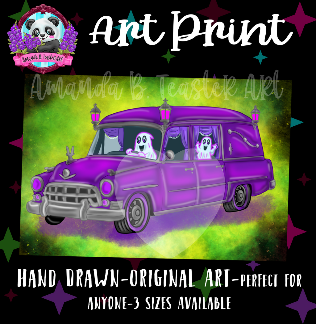 “Ghost Hearse” Print 💚💜👻