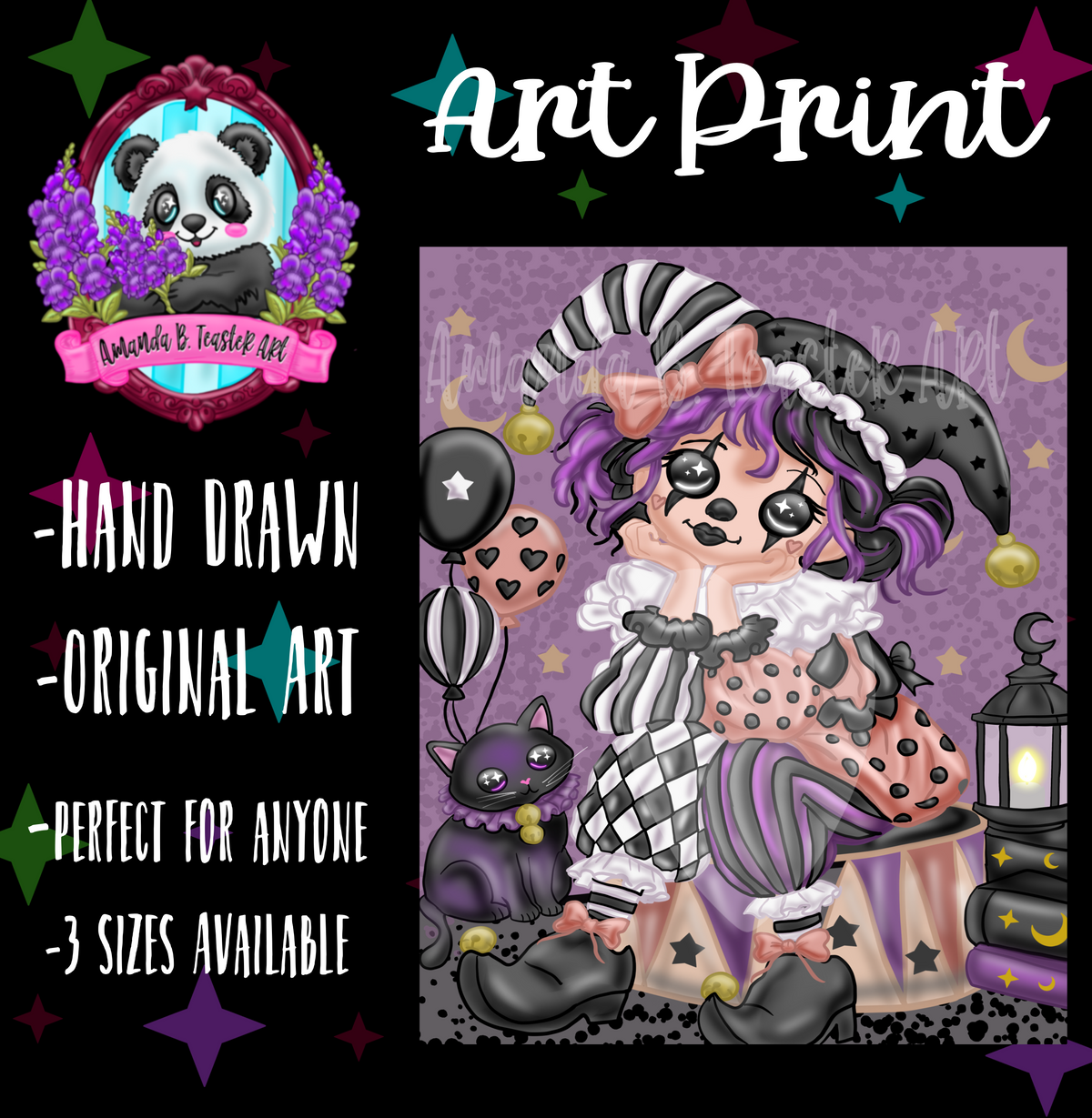“Goth Clown” Print 🖤🤍